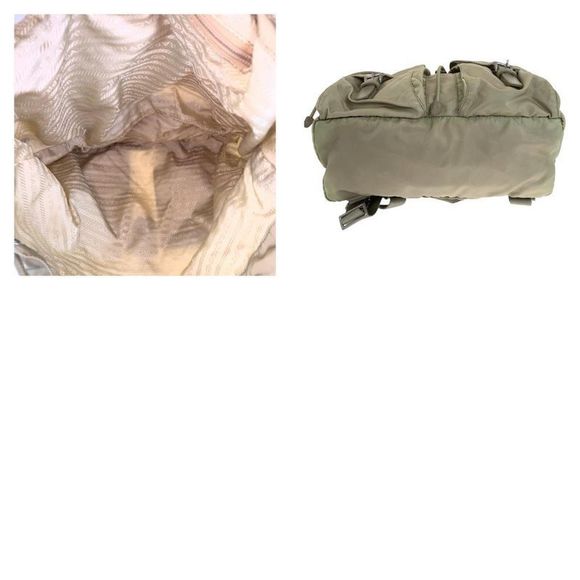 Prada Tessuto Triangle Logo Plate Khaki Silver Hardware Nylon Backpack Daypack - Picture 9 of 9